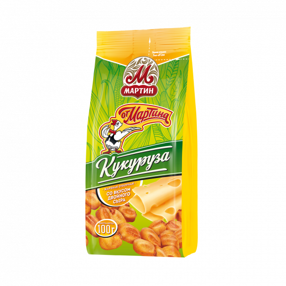 Кукуруза жареная со вкусом двойного сыра От Мартина 100 гр (упаковка 20 шт)