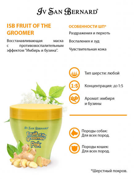 ISB Fruit of the Groomer Ginger&Elderbery Восстанавливающая маска с противовоспалительным эффектом 250 мл