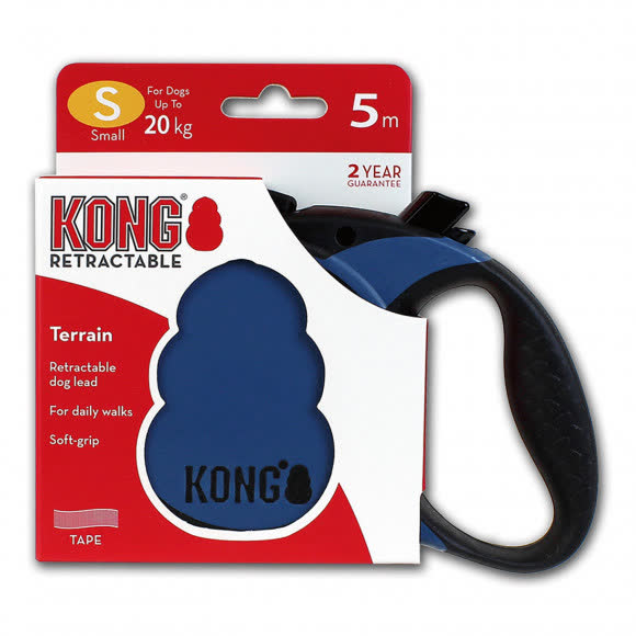Рулетка KONG Terrain для собак (весом до 20 кг), размер S, лента 5 метров, синяя