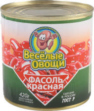 Фасоль красная в собственном соку Веселые Овощи 420 гр (упаковка 24 шт)