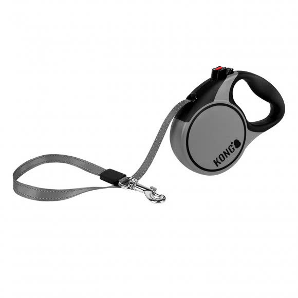 Рулетка KONG Terrain для собак (весом до 50 кг), размер L, лента 5 метров, серая Рулетка KONG Terrain для собак (весом до 50 кг), размер L, лента 5 метров, серая